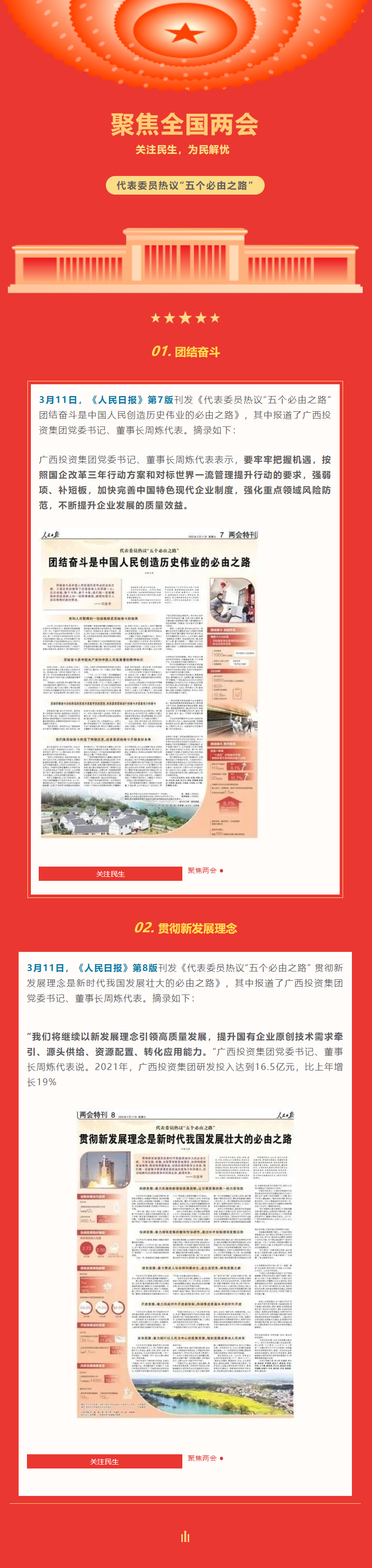 【转载】聚焦两会 | 人民日报关注“五个必由之路”，周炼代表谈联结奋斗、贯彻新发展理想
